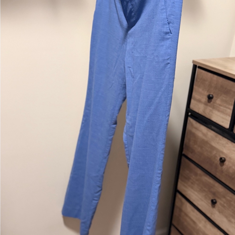 Banana Republic Wool Blue Straight-Leg Pants